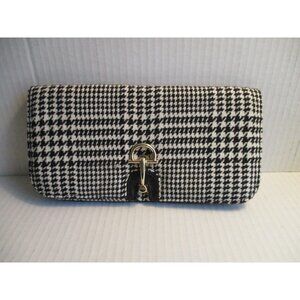 *Talbots Black and White Herringbone Envelope Clutch w Horsebit Closure